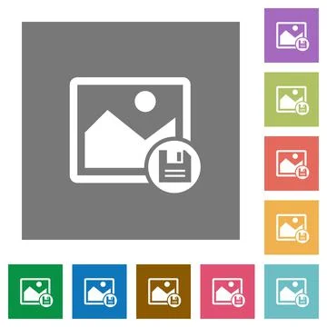 Save image square flat icons Stock Illustration