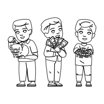 Save kid money boy vector Stock Illustration