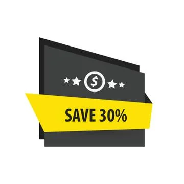 Save,  Label Design  black, yellow Stock Illustration