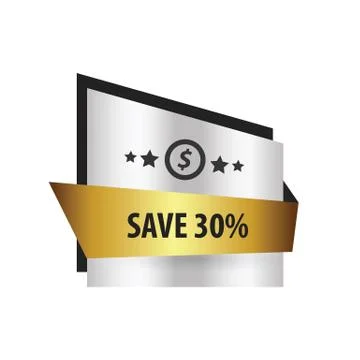 Save,  Label Design  Gold, silver Stock Illustration