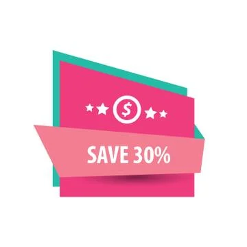 Save,  Label Design   pink and green Stock Illustration