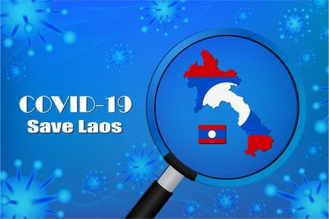 Save Laos for stop virus sign. Covid-19 virus cells or corona virus and bacte Stock Illustration