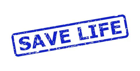 SAVE LIFE Stamp with Grunged Surface and Rounded Rectangle Frame Illustrazione stock