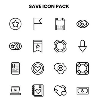 Save Line Scalable Icons Pack 스톡 일러스트