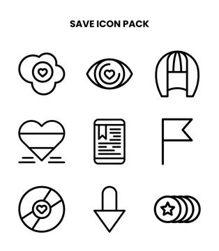 Save Line Scalable Icons Pack Stock Illustration