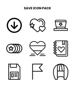 Save Line Scalable Icons Pack Stock Illustration