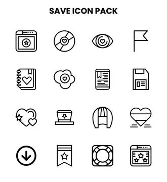 Save Line Scalable Icons Pack Stock Illustration