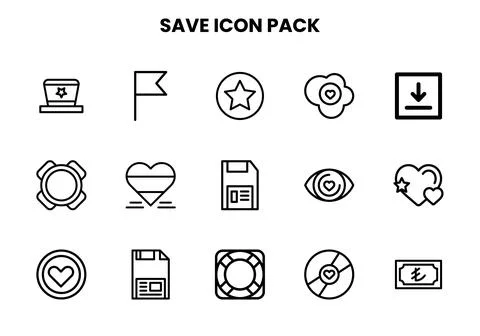 Save Line Vector Icons Pack Illustrazione stock