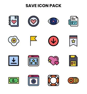 Save Lineal Color Vector Icons Pack 스톡 일러스트