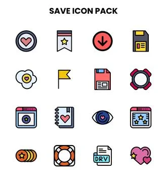 Save Lineal Color Vector Icons Pack Stockillustratie