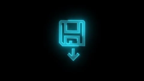 Save local icon glowing neon cyan color animation Stock Footage 278860113