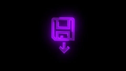 Save local icon glowing neon purple color animation Stock Footage 278860115