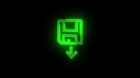 Save local icon glowing neon green color animation Stock Footage 278860117