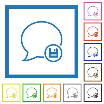 Save message outline flat framed icons イラスト素材