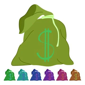 Save money bag vector cartoon graphic Stock Illustration