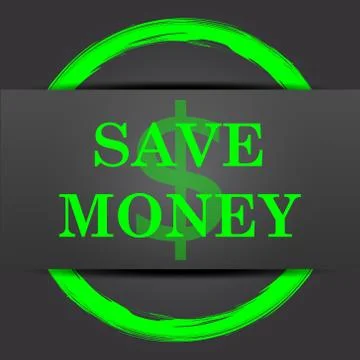 Save money icon. Internet button with green on grey background.. Stock Illustration