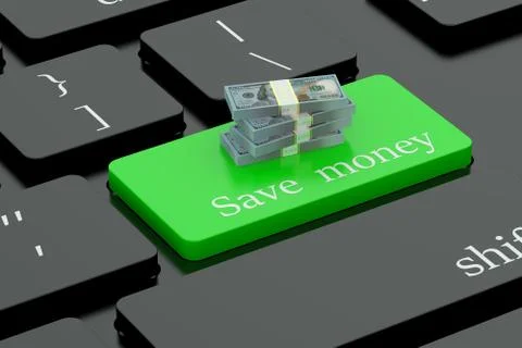 Save money on keyboard button Stock Illustration