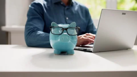 Save Money Online Using Bank Piggy Stock Footage 274368400