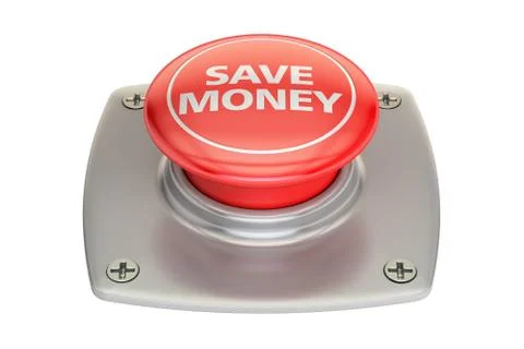 Save money Red button, 3D rendering Stock Illustration