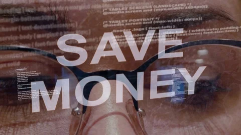 Save money text on female software developer Stock Footage 108042734