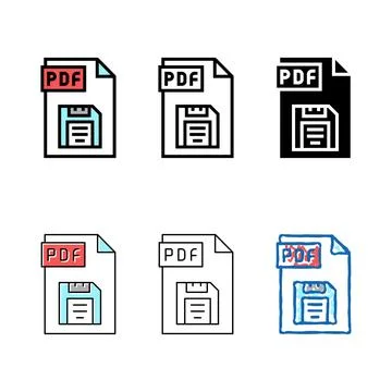 Save multistyle pdf file color icon vector Stock Illustration