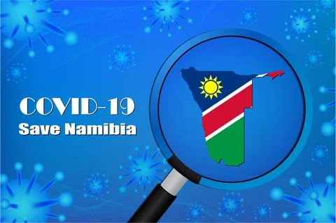 Save Namibia for stop virus sign. Covid-19 virus cells or corona virus and ba Stock Illustration