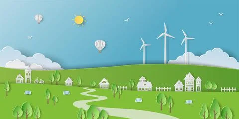 Save nature and environment conservation concept,eco friendly and green energ Illustrazione stock