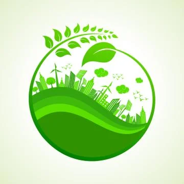 Save Nature Concept with Ecocity Stock Illustration