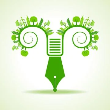 Save Nature Concept with Ecocity Stock Illustration