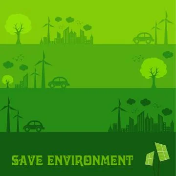 Save Nature Concept with Ecocity Stock Illustration