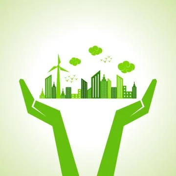 Save nature concept with hands Stock Illustration