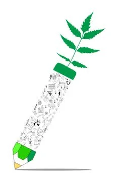 Save nature concept with pencil 스톡 일러스트