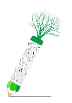 Save nature concept with pencil Stock Illustration