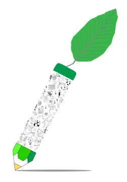Save nature concept with pencil Stock Illustration