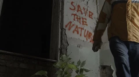 Save The Nature Drawing Graffiti Stock Footage 44913552