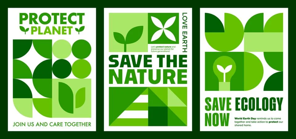 Save nature environment eco vector posters Stock Illustration