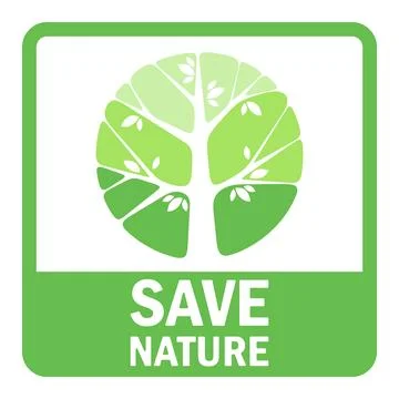 Save nature, logo concept featuring a green tree on a white background. Stock Illustration