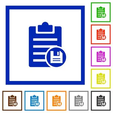 Save note flat framed icons Stock Illustration