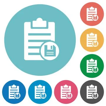 Save note flat round icons Stock Illustration