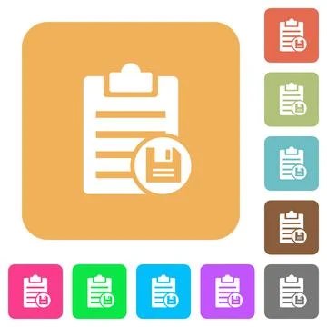 Save note rounded square flat icons Stock Illustration