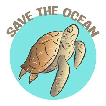 Save The Ocean Turtle Illustration T-shirt Graphics Stock Illustration
