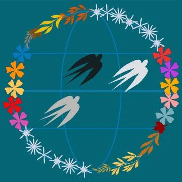 Save our planet concept. Four seasons. Stock Illustration