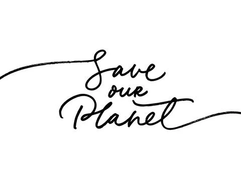 Save our Planet hand drawn line style calligraphy. Stock Illustration