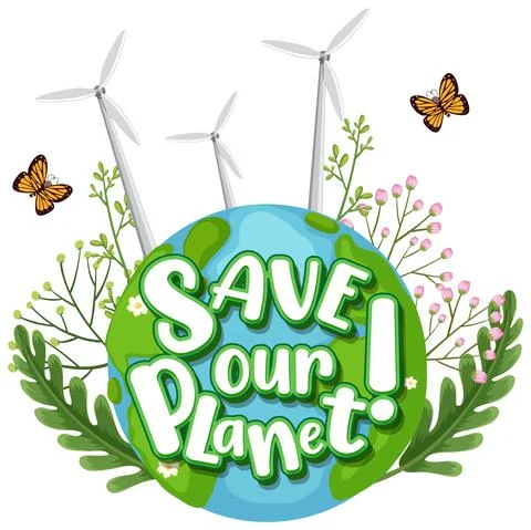 Save our planet typography design poster Stock Illustration