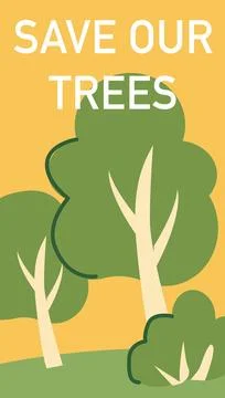 Save our trees ecology concept card. Eco poster in minimalist style. Stock Illustration