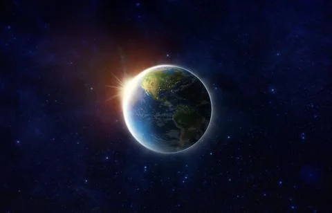 Save our World. Blue Planet Earth on space show America, USA, World map, Univ Stock Illustration