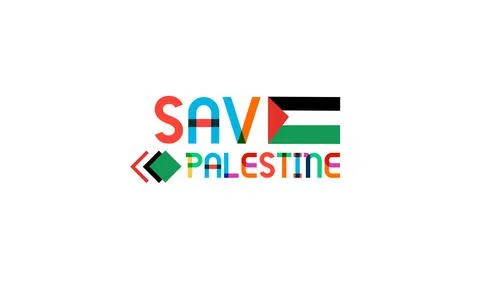 Save Palestine text vector, poster about Palestine and the Al-Aqsa mosque Stock Illustration