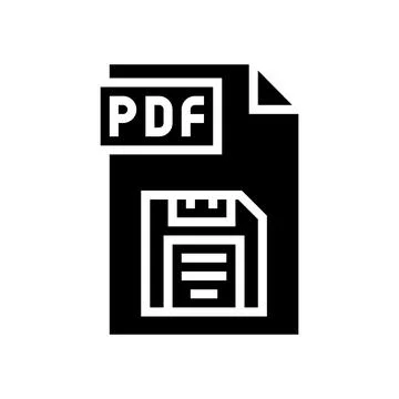 Save pdf file glyph icon vector illustration Stock Illustration