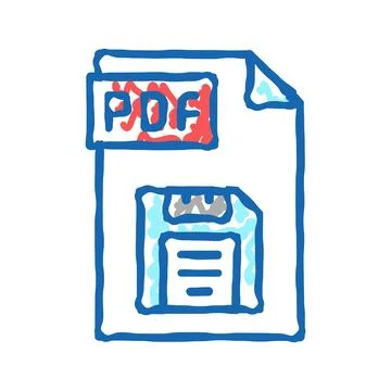 Save pdf file icon doodle illustration Illustrazione stock