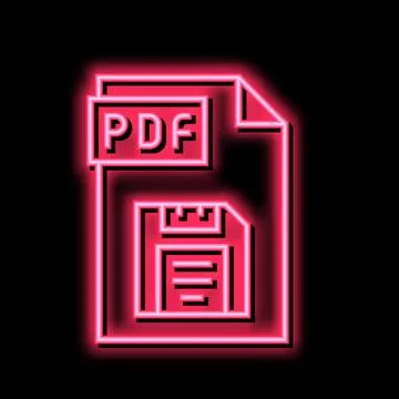 Save pdf file neon glow icon illustration 스톡 일러스트